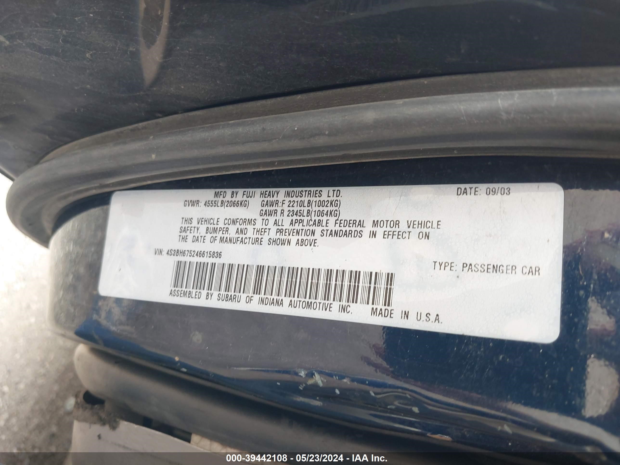 Photo 8 VIN: 4S3BH675246615836 - SUBARU OUTBACK 