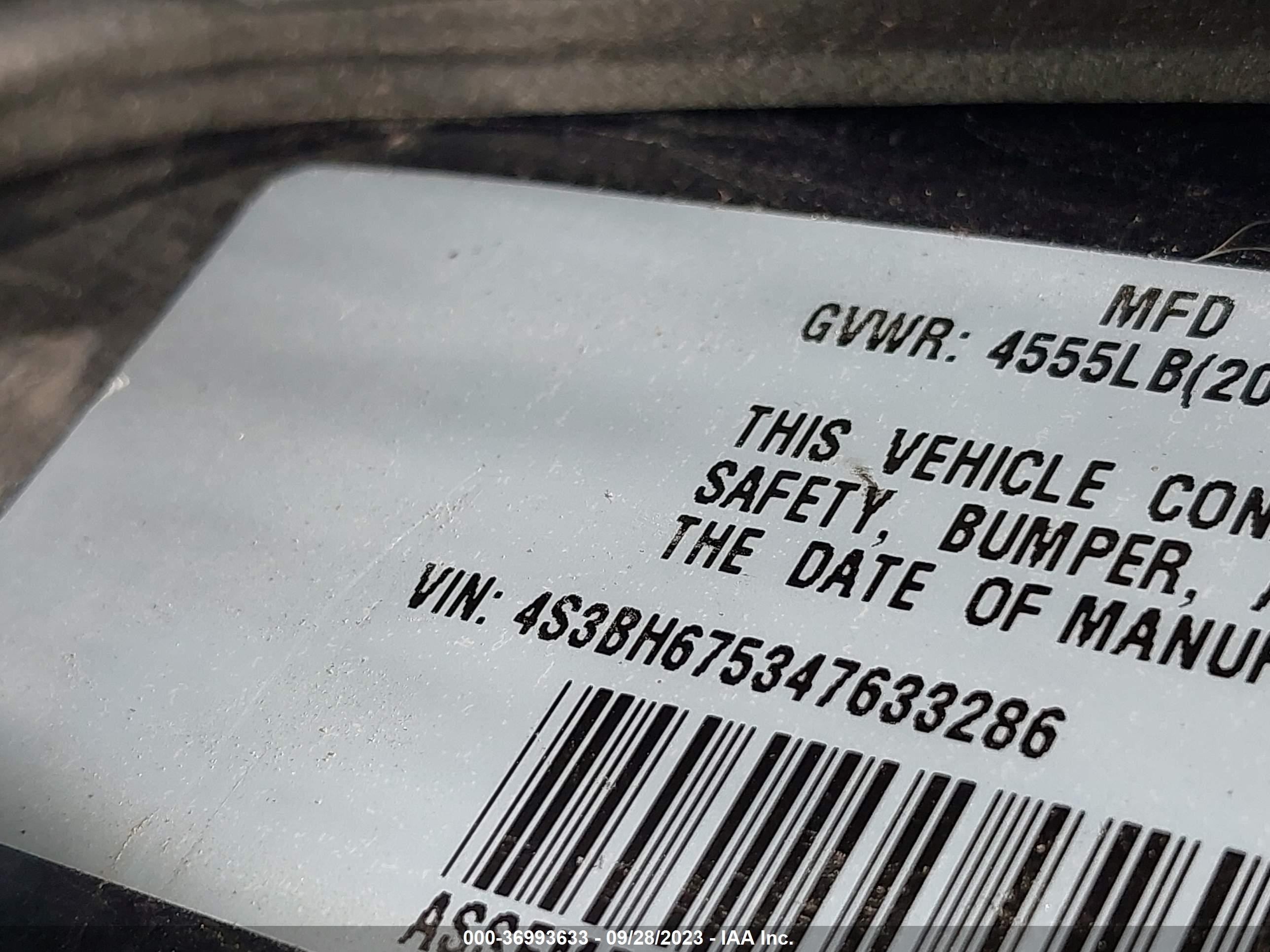 Photo 8 VIN: 4S3BH675347633286 - SUBARU OUTBACK 