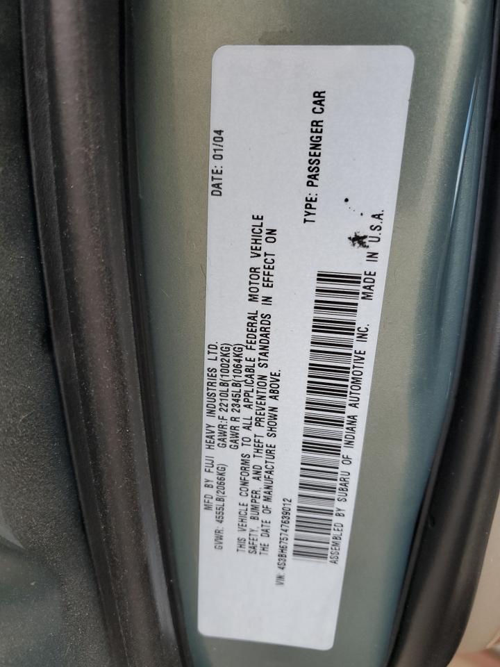 Photo 12 VIN: 4S3BH675747639012 - SUBARU LEGACY 