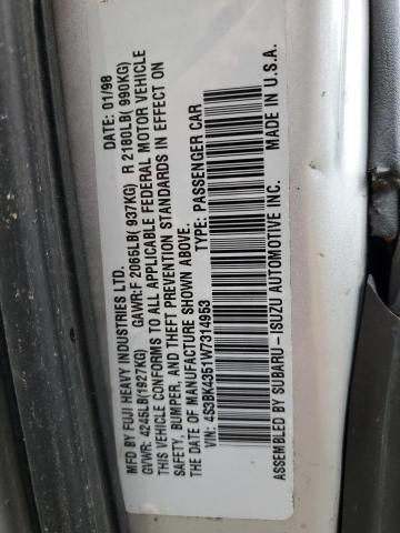 Photo 11 VIN: 4S3BK4351W7314953 - SUBARU LEGACY 