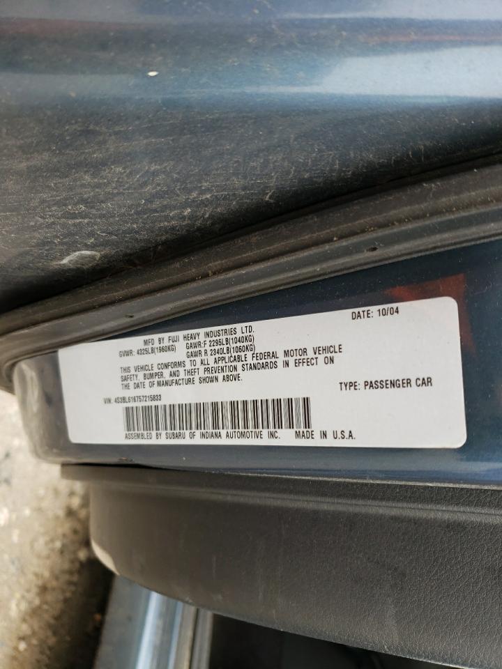 Photo 11 VIN: 4S3BL616757215833 - SUBARU LEGACY 