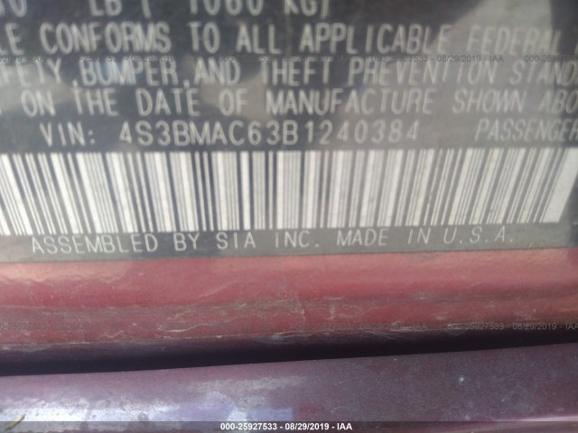 Photo 8 VIN: 4S3BMAC63B1240384 - SUBARU LEGACY 