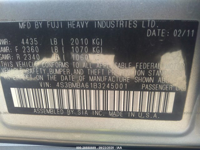 Photo 8 VIN: 4S3BMBA61B3245001 - SUBARU LEGACY 