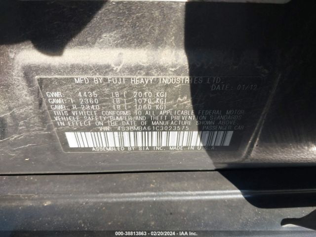 Photo 8 VIN: 4S3BMBA61C3023575 - SUBARU LEGACY 