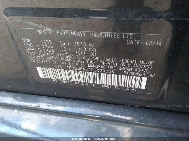 Photo 8 VIN: 4S3BMBA61E3030268 - SUBARU LEGACY 