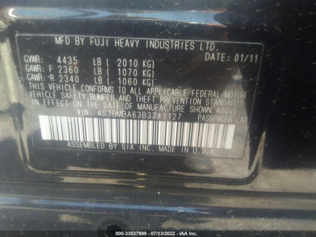 Photo 8 VIN: 4S3BMBA63B3241127 - SUBARU LEGACY 