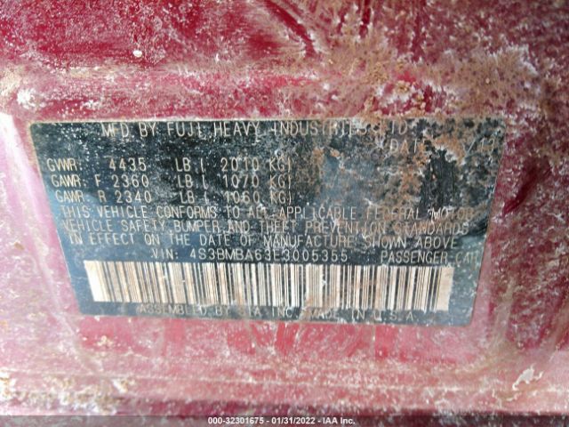 Photo 8 VIN: 4S3BMBA63E3005355 - SUBARU LEGACY 