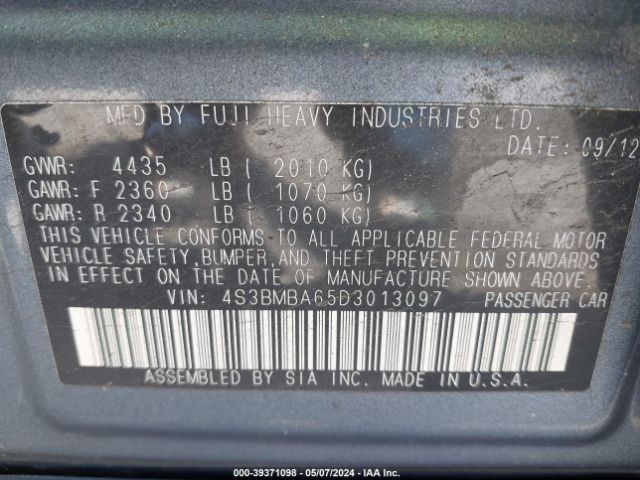 Photo 8 VIN: 4S3BMBA65D3013097 - SUBARU LEGACY 