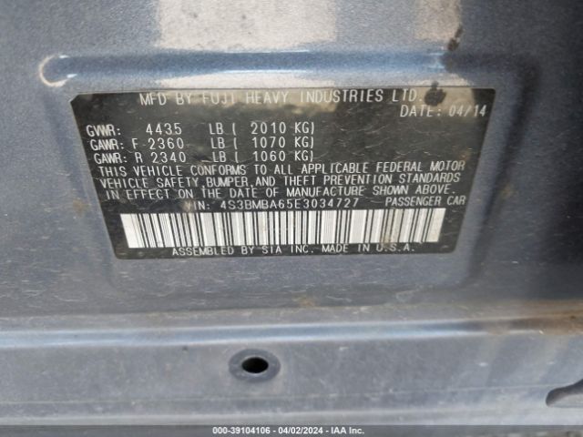 Photo 8 VIN: 4S3BMBA65E3034727 - SUBARU LEGACY 