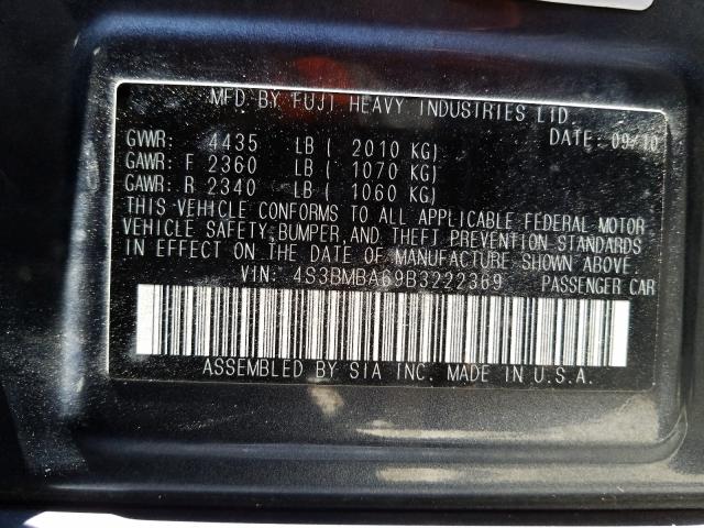 Photo 9 VIN: 4S3BMBA69B3222369 - SUBARU LEGACY 2.5 