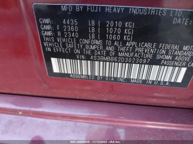 Photo 8 VIN: 4S3BMBB62D3023097 - SUBARU LEGACY 