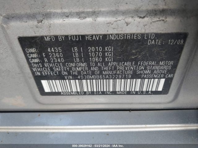 Photo 8 VIN: 4S3BMBB65A3229719 - SUBARU LEGACY 