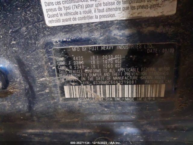 Photo 8 VIN: 4S3BMBC60A3219081 - SUBARU LEGACY 