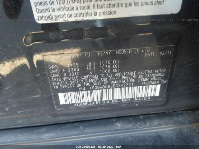 Photo 8 VIN: 4S3BMBC60B3249201 - SUBARU LEGACY 