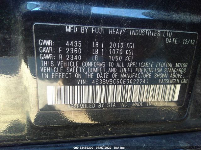 Photo 8 VIN: 4S3BMBC60E3022241 - SUBARU LEGACY 