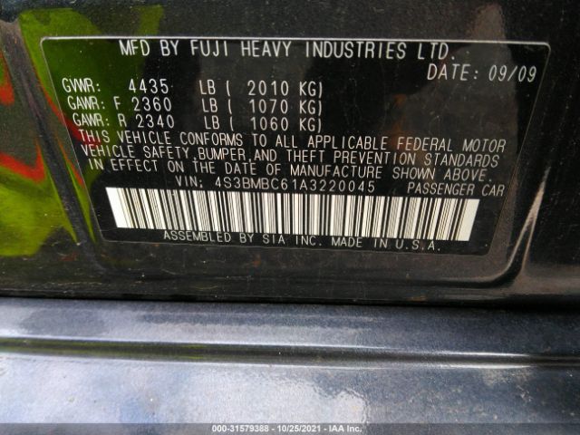 Photo 8 VIN: 4S3BMBC61A3220045 - SUBARU LEGACY 