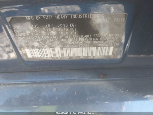 Photo 8 VIN: 4S3BMBC62A3240742 - SUBARU LEGACY 