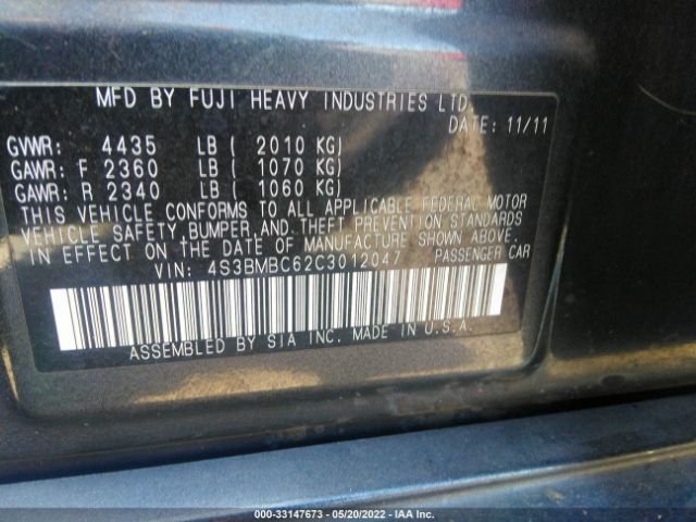 Photo 8 VIN: 4S3BMBC62C3012047 - SUBARU LEGACY 