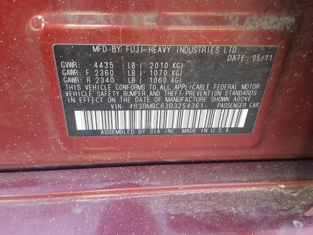 Photo 9 VIN: 4S3BMBC63B3254361 - SUBARU LEGACY 2.5 