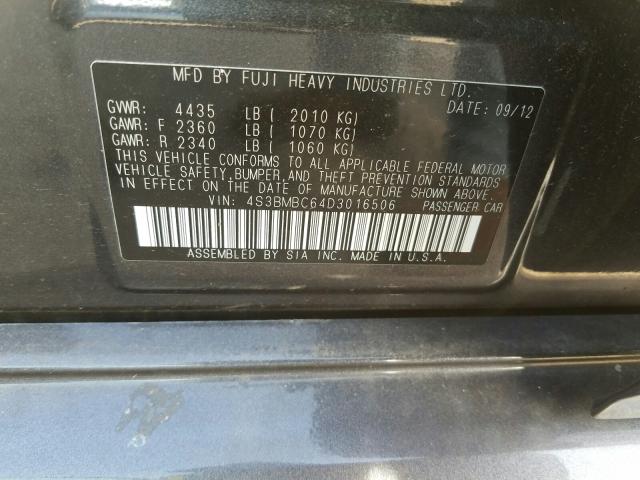 Photo 9 VIN: 4S3BMBC64D3016506 - SUBARU LEGACY 2.5 