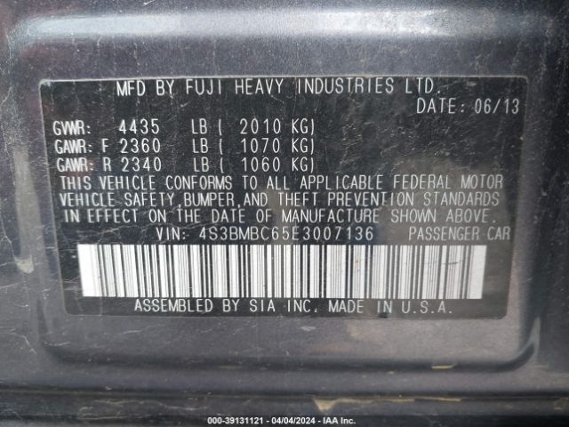 Photo 8 VIN: 4S3BMBC65E3007136 - SUBARU LEGACY 