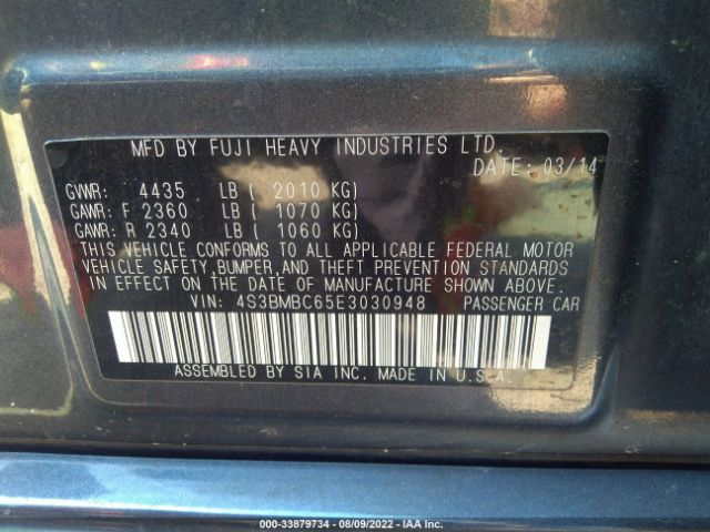 Photo 8 VIN: 4S3BMBC65E3030948 - SUBARU LEGACY 