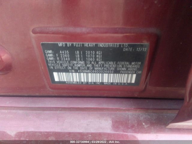 Photo 8 VIN: 4S3BMBC66D3026650 - SUBARU LEGACY 