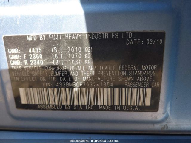 Photo 8 VIN: 4S3BMBC67A3241854 - SUBARU LEGACY 