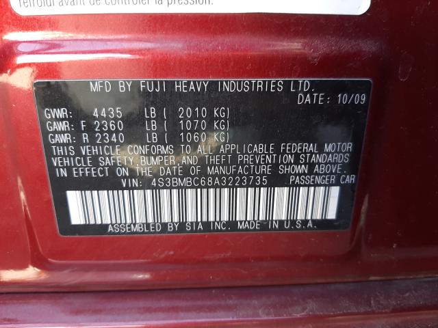 Photo 9 VIN: 4S3BMBC68A3223735 - SUBARU LEGACY 2.5 