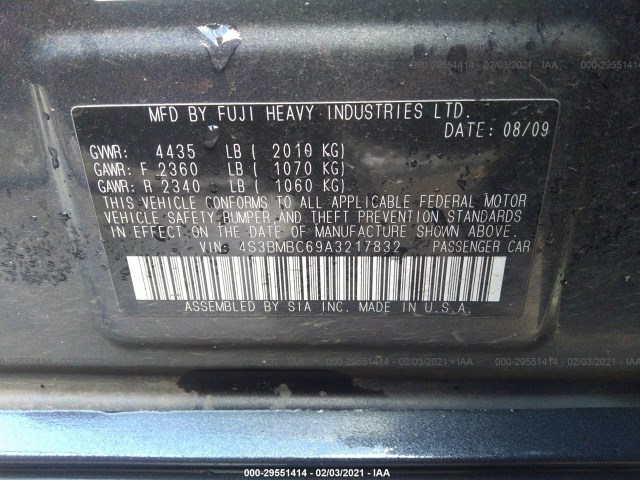 Photo 8 VIN: 4S3BMBC69A3217832 - SUBARU LEGACY 