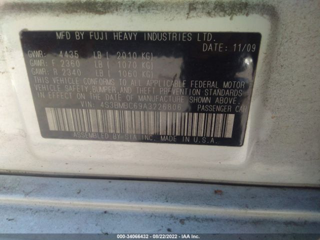 Photo 8 VIN: 4S3BMBC69A3226806 - SUBARU LEGACY 