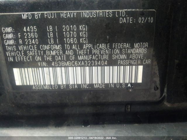 Photo 8 VIN: 4S3BMBC6XA3239404 - SUBARU LEGACY 