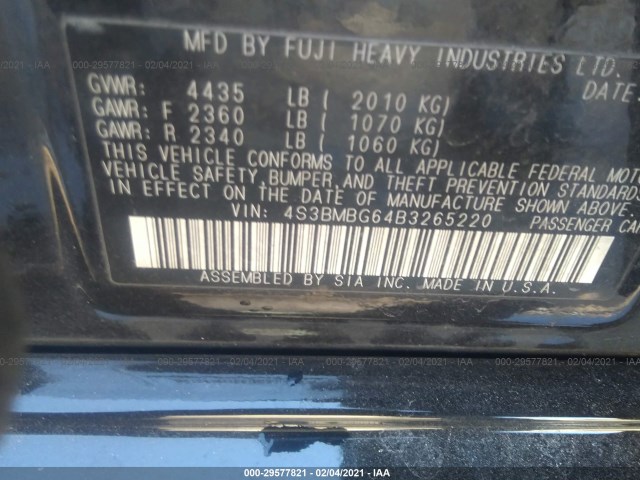 Photo 8 VIN: 4S3BMBG64B3265220 - SUBARU LEGACY 