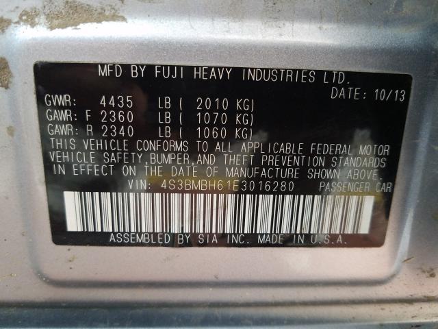 Photo 9 VIN: 4S3BMBH61E3016280 - SUBARU LEGACY 2.5 