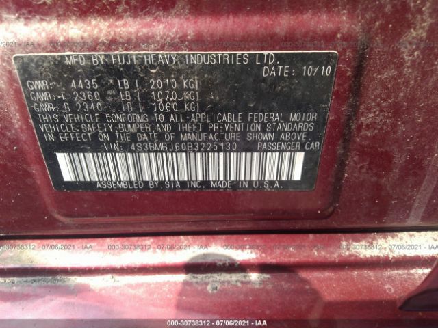 Photo 8 VIN: 4S3BMBJ60B3225130 - SUBARU LEGACY 