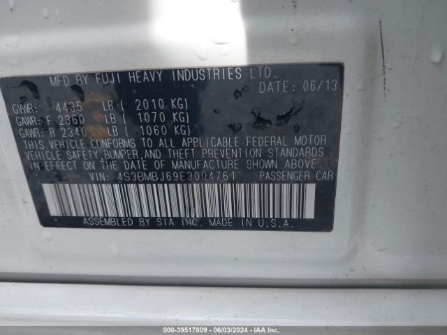 Photo 8 VIN: 4S3BMBJ69E3004761 - SUBARU LEGACY 