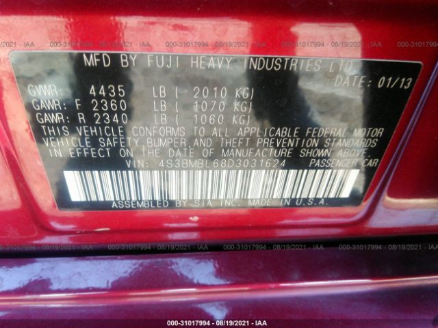 Photo 8 VIN: 4S3BMBL68D3031624 - SUBARU LEGACY 