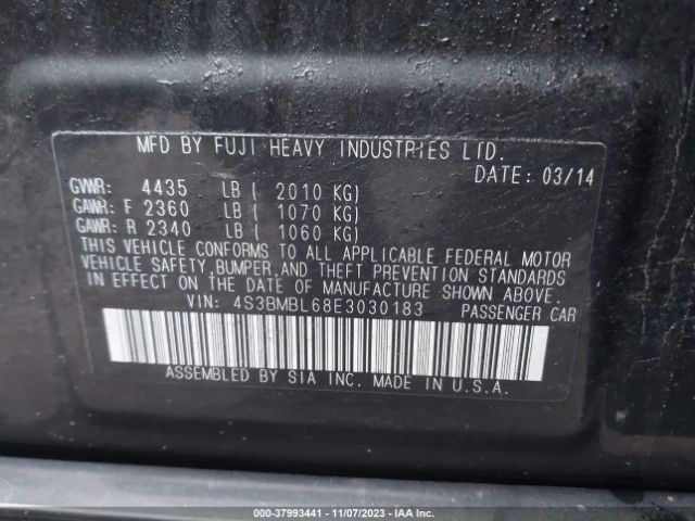 Photo 8 VIN: 4S3BMBL68E3030183 - SUBARU LEGACY 