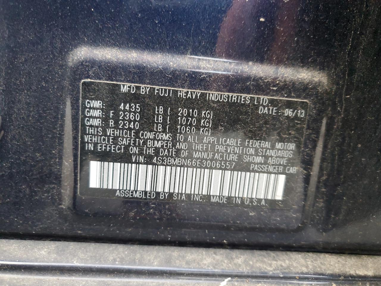 Photo 11 VIN: 4S3BMBN66E3006557 - SUBARU LEGACY 