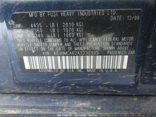 Photo 8 VIN: 4S3BMCA62A3230995 - SUBARU LEGACY 