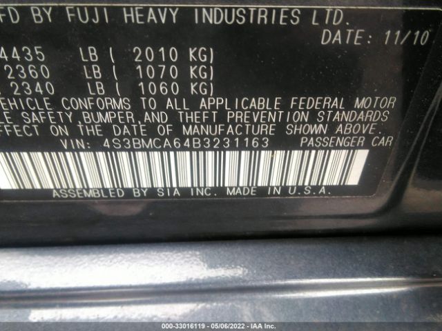 Photo 8 VIN: 4S3BMCA64B3231163 - SUBARU LEGACY 