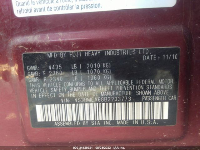 Photo 8 VIN: 4S3BMCA68B3233773 - SUBARU LEGACY 