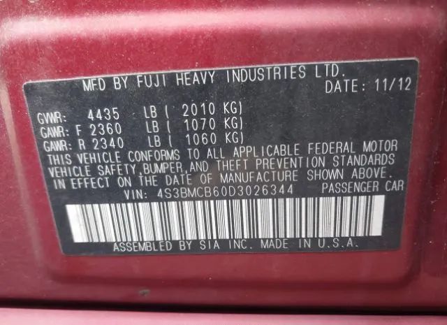 Photo 8 VIN: 4S3BMCB60D3026344 - SUBARU LEGACY 