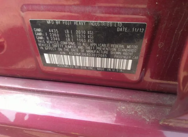 Photo 8 VIN: 4S3BMCB64D3022085 - SUBARU LEGACY 