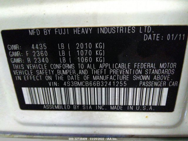 Photo 8 VIN: 4S3BMCB66B3241255 - SUBARU LEGACY 