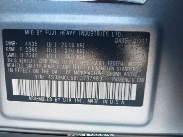 Photo 8 VIN: 4S3BMCC60B3237989 - SUBARU LEGACY 