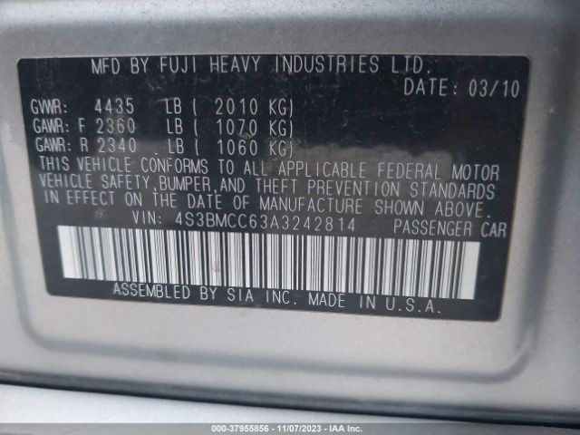 Photo 8 VIN: 4S3BMCC63A3242814 - SUBARU LEGACY 