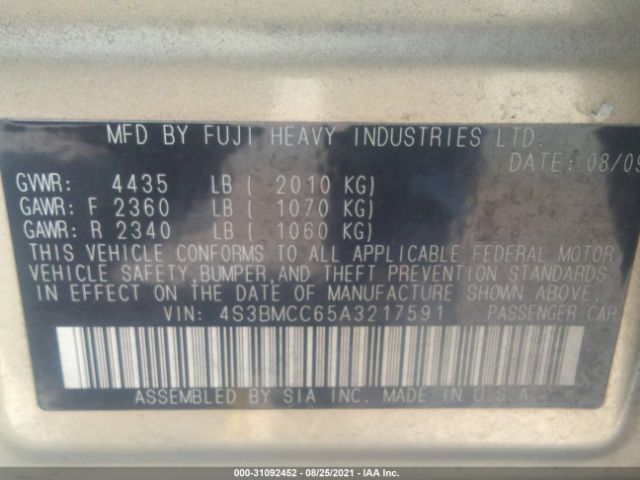 Photo 8 VIN: 4S3BMCC65A3217591 - SUBARU LEGACY 