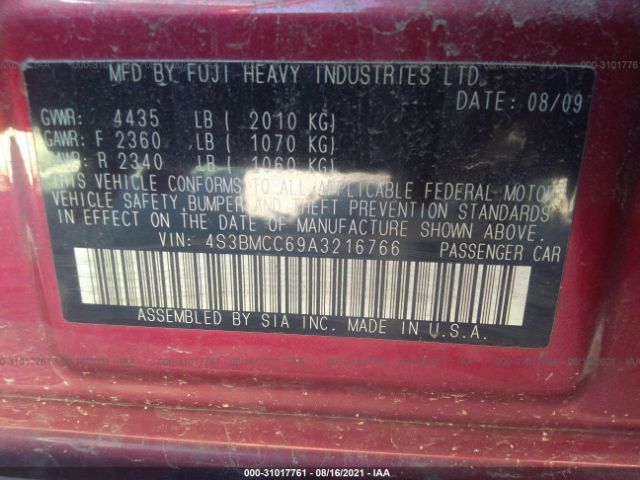 Photo 8 VIN: 4S3BMCC69A3216766 - SUBARU LEGACY 