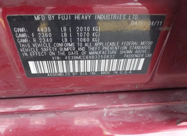 Photo 8 VIN: 4S3BMCC6XB3250832 - SUBARU LEGACY 